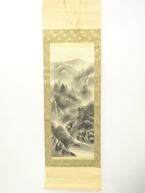 JAPANESE COLLECTIBLE / HANGING SCROLL SILK / INK / LANDSCAPE BY SHUNSU